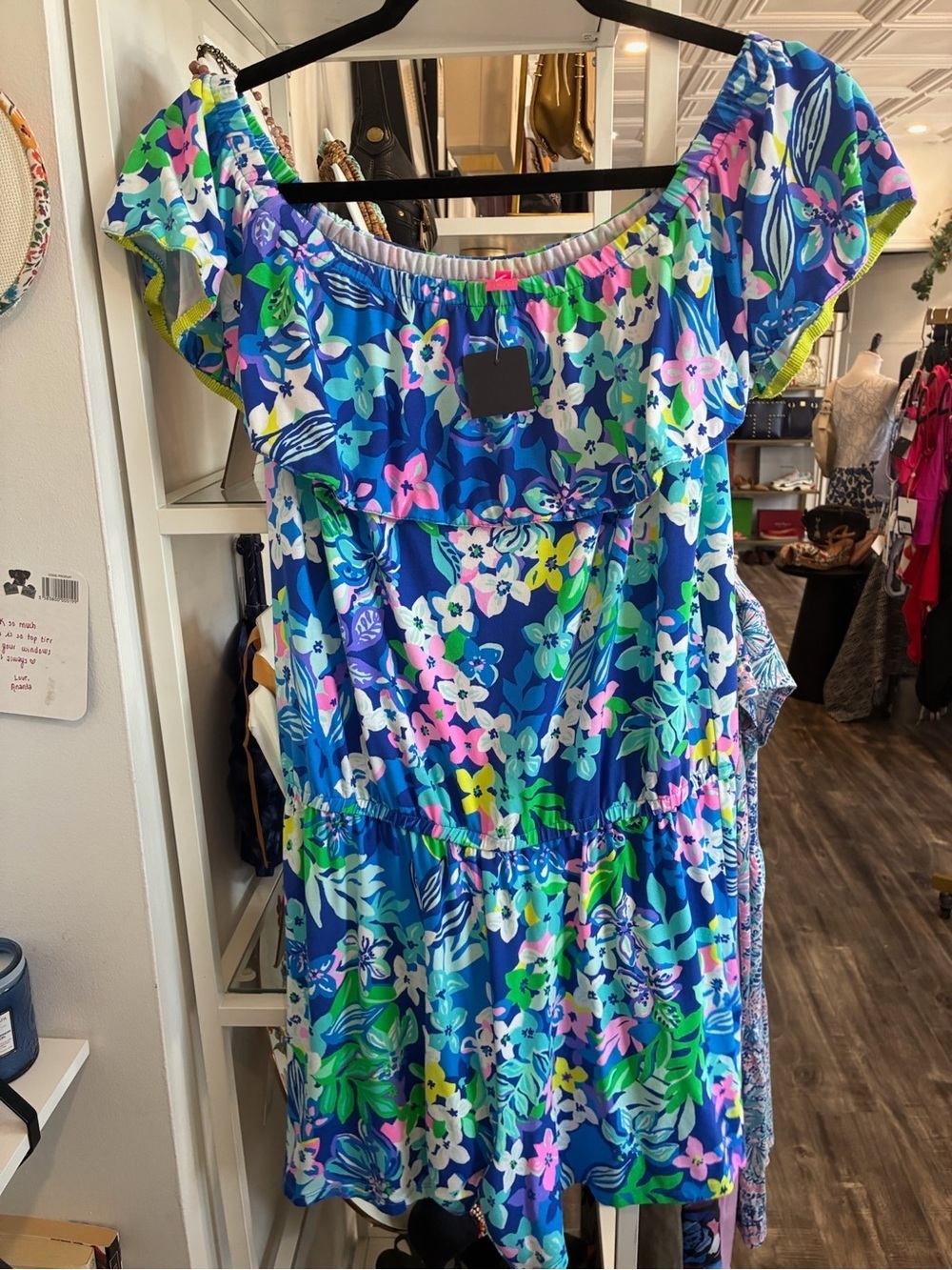 Lilly Pulitzer Blue Multi Floral Off-Shoulder Dress